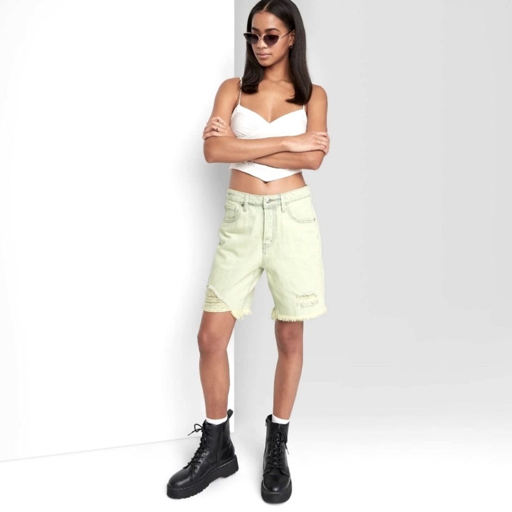 High Rise Bermuda Shorts by Wild Fable. Yellow Faded  Wash. Size 6